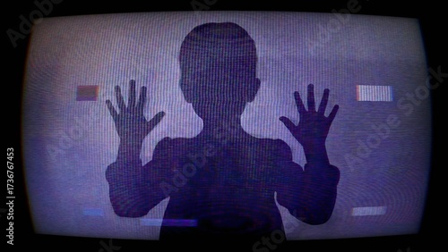 Silhouette of Child Behind Screen  Creates Mystery And Fear