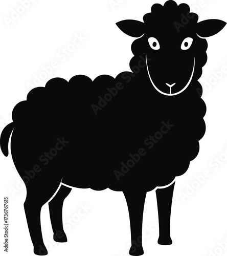Black sheep silhouette isolated on white background