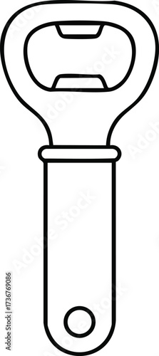 Bottle opener vector icon simple black outline kitchen tool beverage accessory design