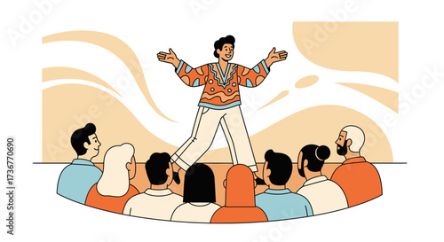 Motivated Speaker Addressing An Audience, Delivering An Inspiring Presentation At A Seminar