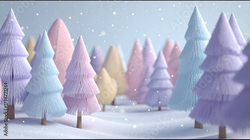 Colorful trees in a snowy wonderland create a magical winter atmosphere suitable for all ages and festive celebrations