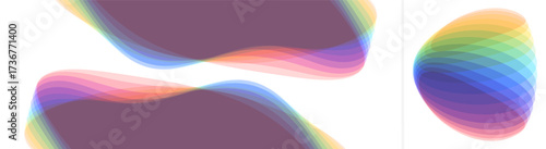 Two objects are attracted to each other. A gradient of colours. Emblem of translucent elements superimposed on each other. Vector illustration made of various overlapping elements.