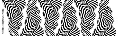 Black and white pattern. Optical illusion. 3d vector illustration for brochure, poster, cover, card, presentation, flyer or banner.