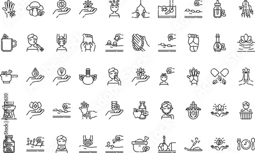 Alternative and complementary medicine Icons Modern Illustration Symbol Design Template for Web and Mobile UI. Editable Stroke Pictogram for Business Projects and Apps.