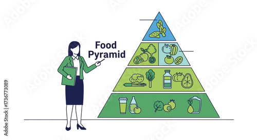 Nutrition Education: A Clear Graphic Illustrating Daily Dietary Guidelines and Food Grouping
