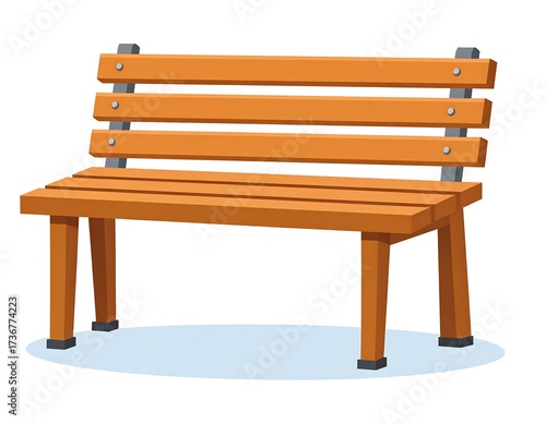 A simple, vibrant, and well-defined illustration of a wooden park bench.
