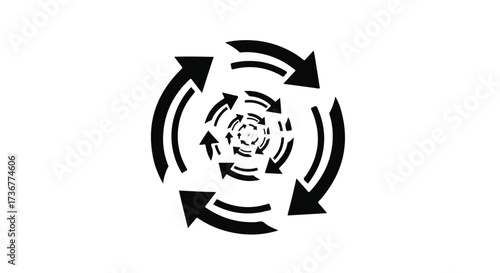 Abstract circular arrows symbolizing continuous cycle and endless motion