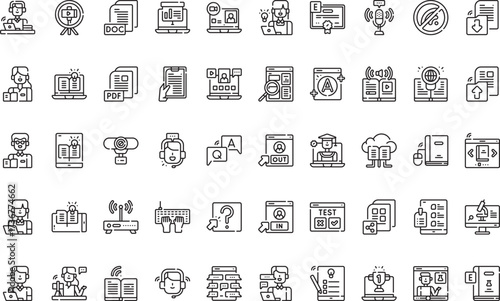 Education and learning- Icons Modern Illustration Symbol Design Template for Web and Mobile UI. Editable Stroke Pictogram for Business Projects and Apps.