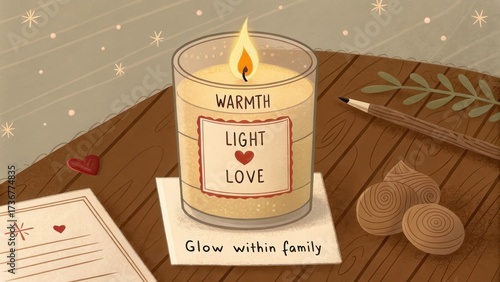 Cozy Candle with Warmth Light and Love for Family Gatherings