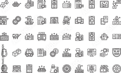 Gambling and lotteries Icons Modern Illustration Symbol Design Template for Web and Mobile UI. Editable Stroke Pictogram for Business Projects and Apps.