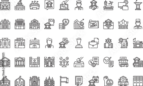 Government and public services Icons Modern Illustration Symbol Design Template for Web and Mobile UI. Editable Stroke Pictogram for Business Projects and Apps.