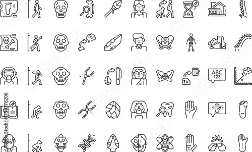Human evolution and prehistory Icons Modern Illustration Symbol Design Template for Web and Mobile UI. Editable Stroke Pictogram for Business Projects and Apps.