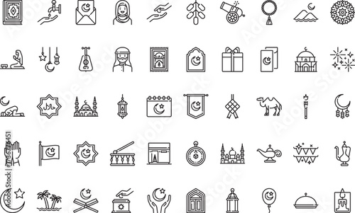Islamic and middle eastern culture Icons Modern Illustration Symbol Design Template for Web and Mobile UI. Editable Stroke Pictogram for Business Projects and Apps.