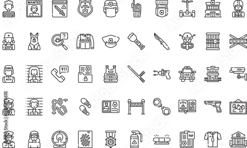 Law enforcement and justice Icons Modern Illustration Symbol Design Template for Web and Mobile UI. Editable Stroke Pictogram for Business Projects and Apps.