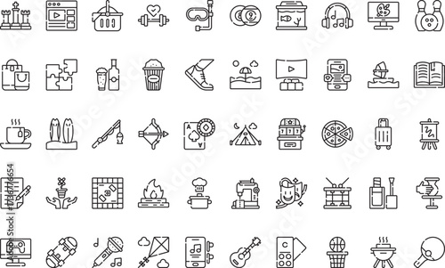 Leisure and hobbies Icons Modern Illustration Symbol Design Template for Web and Mobile UI. Editable Stroke Pictogram for Business Projects and Apps.