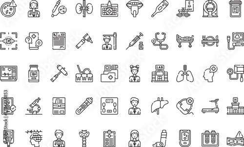 Medical and healthcare- Icons Modern Illustration Symbol Design Template for Web and Mobile UI. Editable Stroke Pictogram for Business Projects and Apps.