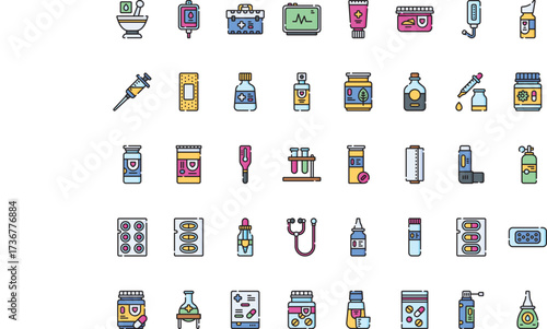 Medical and healthcare- Icons Modern Illustration Symbol Design Template for Web and Mobile UI. Editable Stroke Pictogram for Business Projects and Apps.