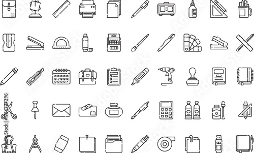 Office supplies Icons Modern Illustration Symbol Design Template for Web and Mobile UI. Editable Stroke Pictogram for Business Projects and Apps.