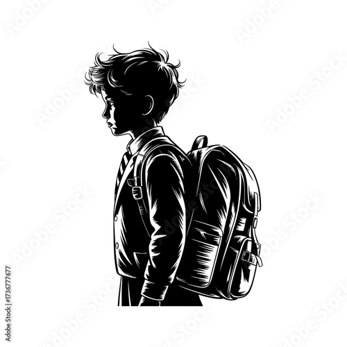 Silhouettes of people or children reading books, Isolated diverse kids with backpacks walking to school, women and children, education concept, learning, knowledge, library scene, study time