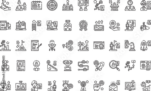Professional development and career advancement Icons Modern Illustration Symbol Design Template for Web and Mobile UI. Editable Stroke Pictogram for Business Projects and Apps.