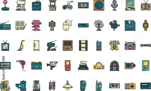 Retro electronics Icons Modern Illustration Symbol Design Template for Web and Mobile UI. Editable Stroke Pictogram for Business Projects and Apps.