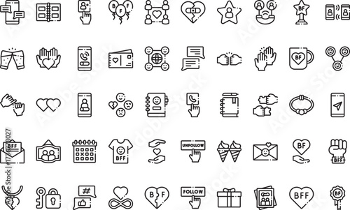 Social interactions and relationships Icons Modern Illustration Symbol Design Template for Web and Mobile UI. Editable Stroke Pictogram for Business Projects and Apps.