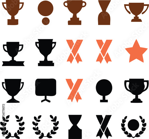 Collection of award and trophy icons for recognition and achievement