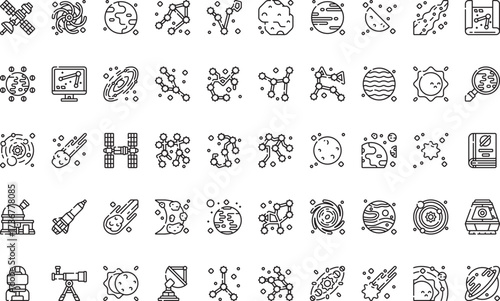 Space and astronomy Icons Modern Illustration Symbol Design Template for Web and Mobile UI. Editable Stroke Pictogram for Business Projects and Apps.