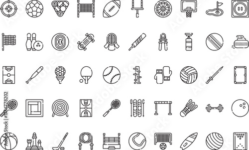 Sports and recreational activities Icons Modern Illustration Symbol Design Template for Web and Mobile UI. Editable Stroke Pictogram for Business Projects and Apps.