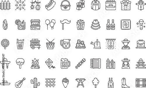 Summer festival Icons Modern Illustration Symbol Design Template for Web and Mobile UI. Editable Stroke Pictogram for Business Projects and Apps.