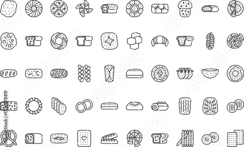 Types of bread Icons Modern Illustration Symbol Design Template for Web and Mobile UI. Editable Stroke Pictogram for Business Projects and Apps.