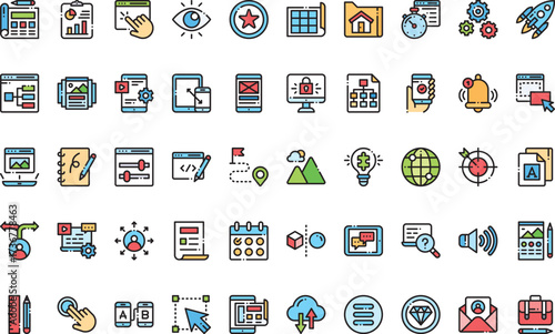 User interface design Icons Modern Illustration Symbol Design Template for Web and Mobile UI. Editable Stroke Pictogram for Business Projects and Apps.
