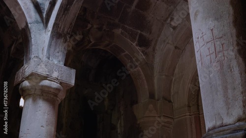 ancient Armenian monasteries, architecture of the Christian church, interior.