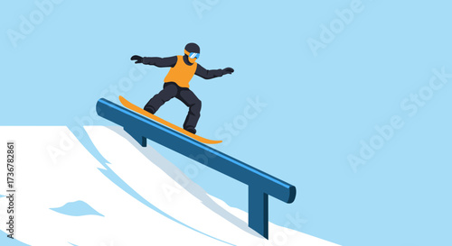 Snowboarder performing tricks on a halfpipe in a thrilling winter scene