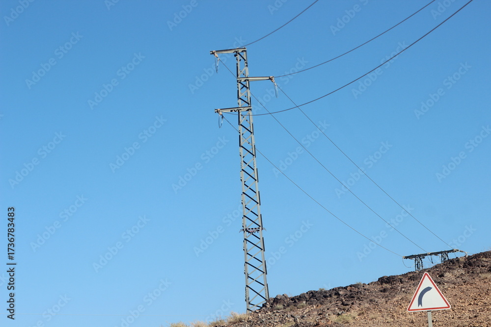 Obraz premium electric pole with line wire