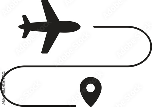 Air Traffic Icon Set – Aviation Control, Flight Path, and Airport Navigation Symbols for Travel Design