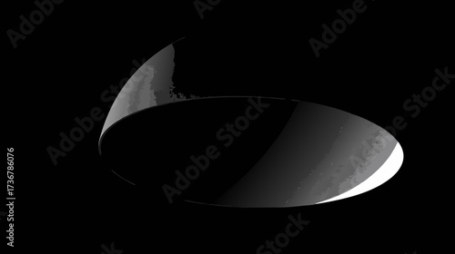 Futuristic Abstract 3D Render of a Shiny Reflective Geometric Disk Shape on Black. Modern Technology Graphic Design Element.