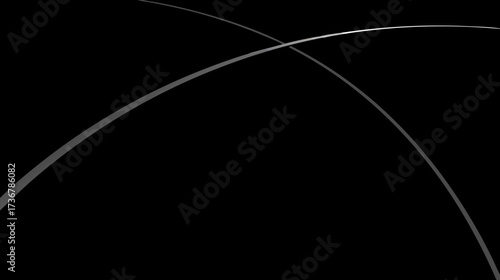 Abstract intersecting light curves on dark background. Modern digital art, minimalist design element, elegant technology concept.