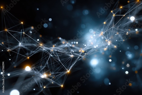 Wallpaper Mural Exploration of abstract technology communication through interconnected lines and glowing nodes in a digital representation of data flow Torontodigital.ca