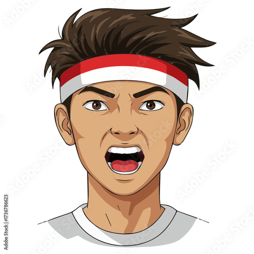 Cartoon Portrait of Man with Angry Expression