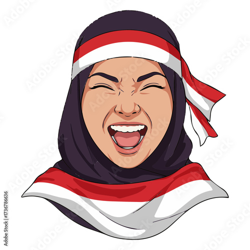 Illustration of Woman Celebrating Indonesian Independence
