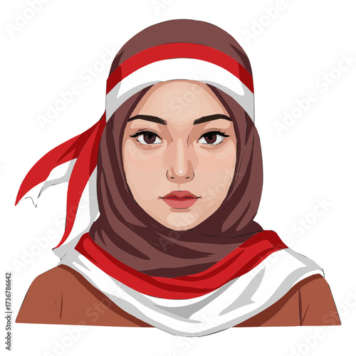 Illustration of Woman with Indonesia
