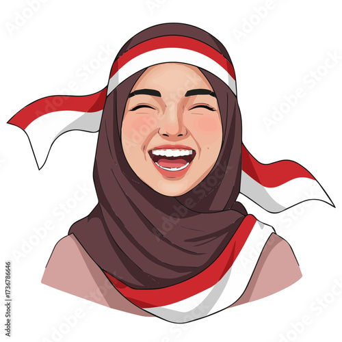 Illustration of Indonesian Woman Celebrating Independence Day