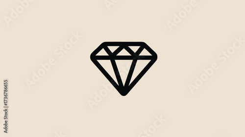 Elegant minimalist diamond icon, a simple outline vector illustration representing luxury, preciousness, and high quality value.
