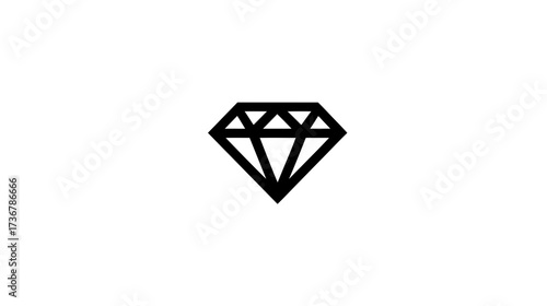 Minimalist black outline diamond icon on a white background, symbolizing luxury, preciousness, success, and high value.