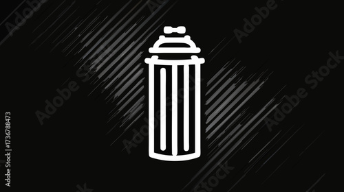 White line art fire hydrant icon on dark grunge textured background. Urban infrastructure, emergency services, safety symbol.