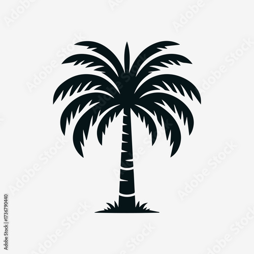 Palm tree silhouette on tropical island vector illustration