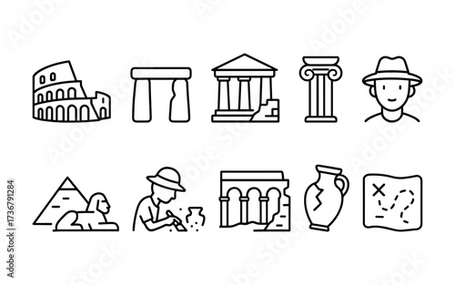 This beautifully designed set features 10 world-famous landmark icons in clean line art style.