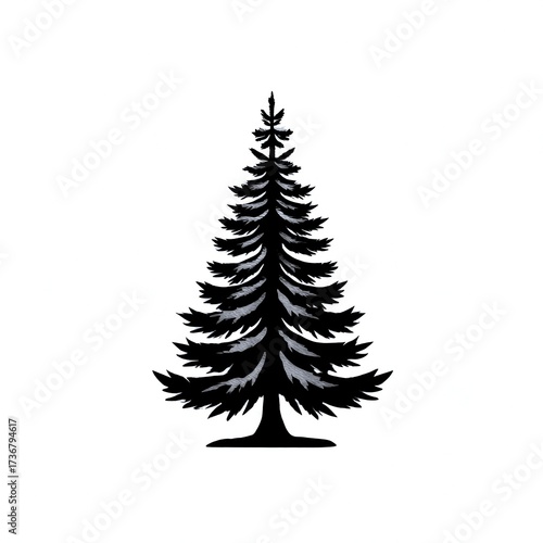 pine tree silhouette with accents on branches against a background