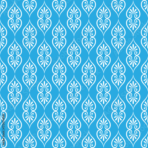 seamless botanical pattern of painted oriental motifs